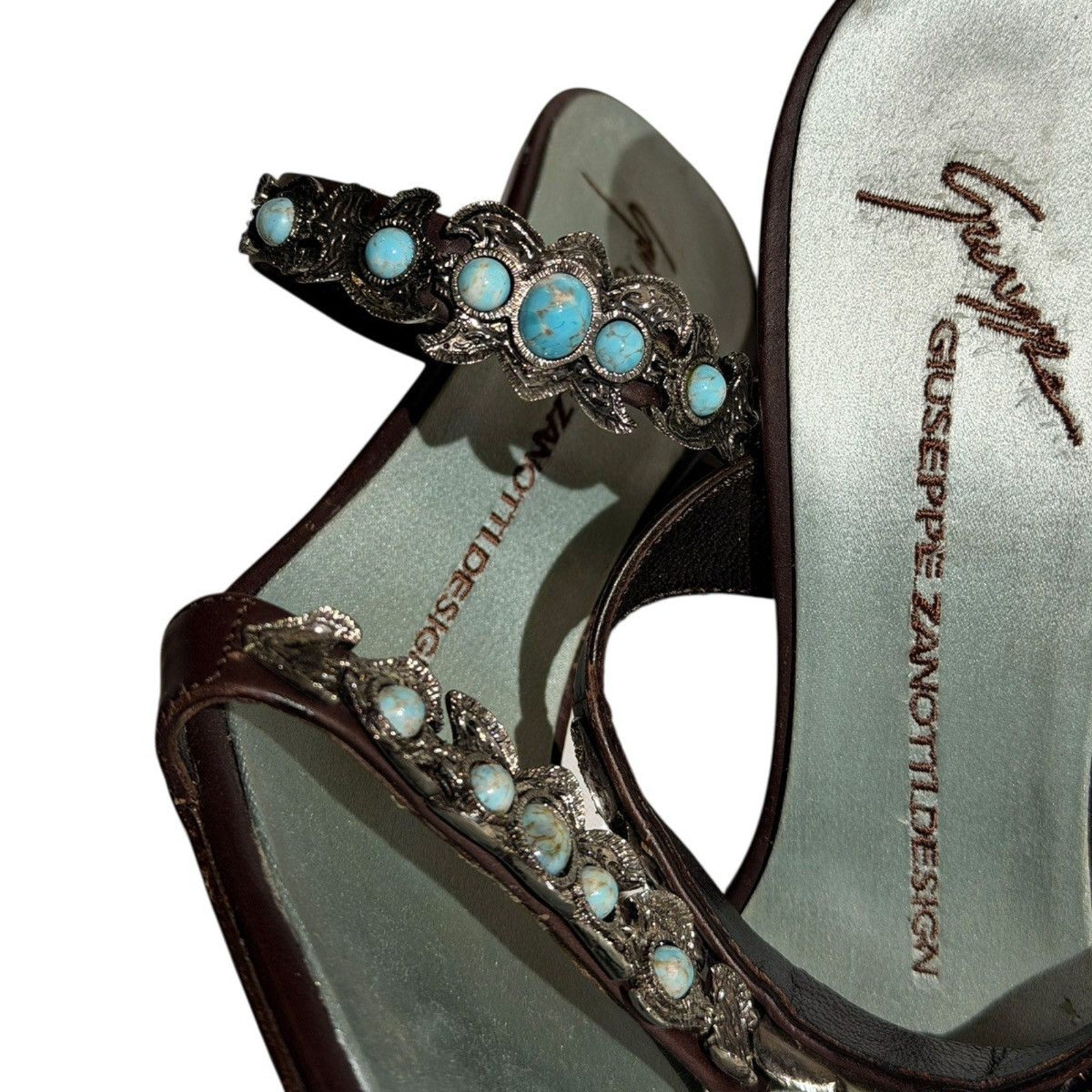 Turquoise beaded heel
