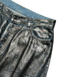 Metallic waxed coated denim