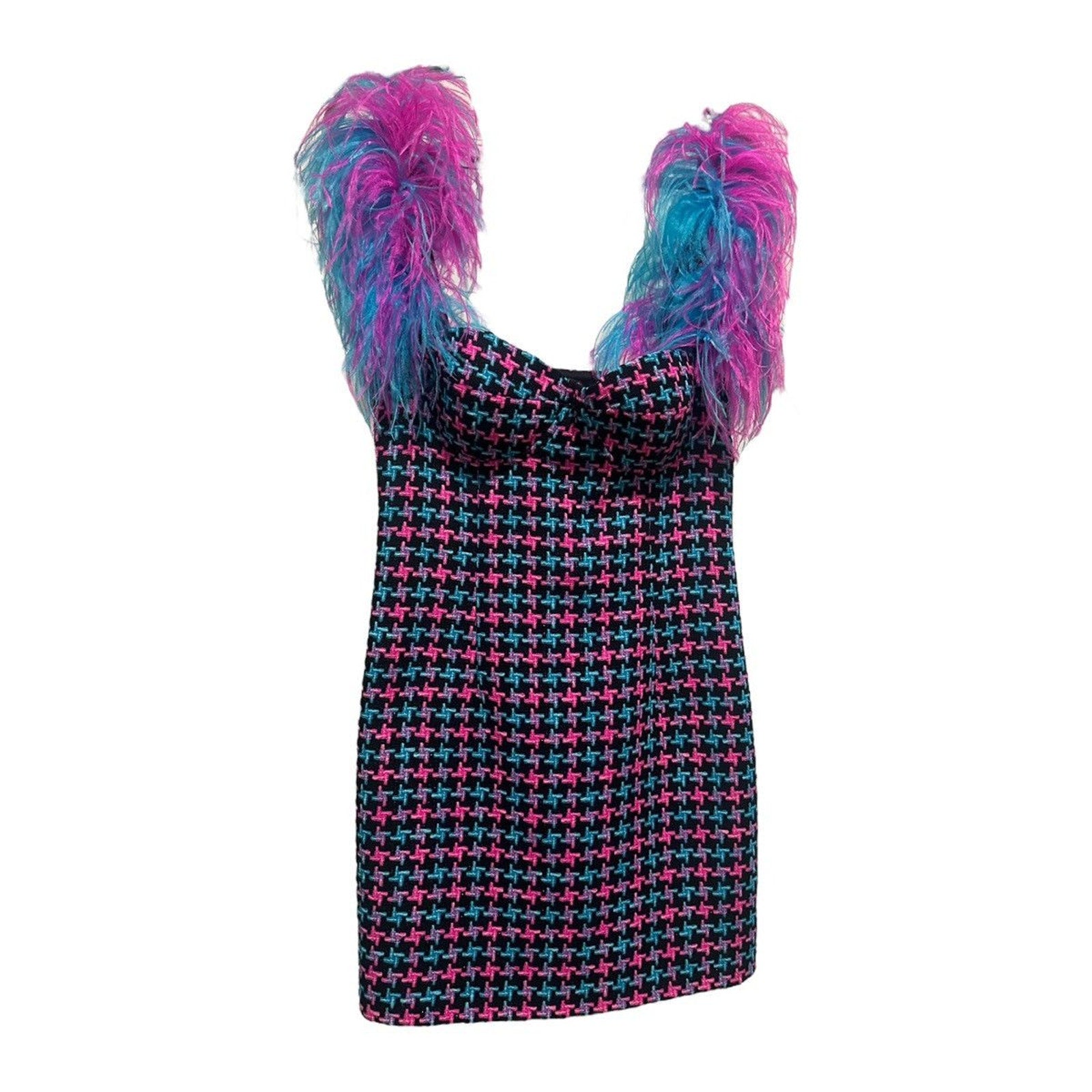Feather Strap Mini Dress