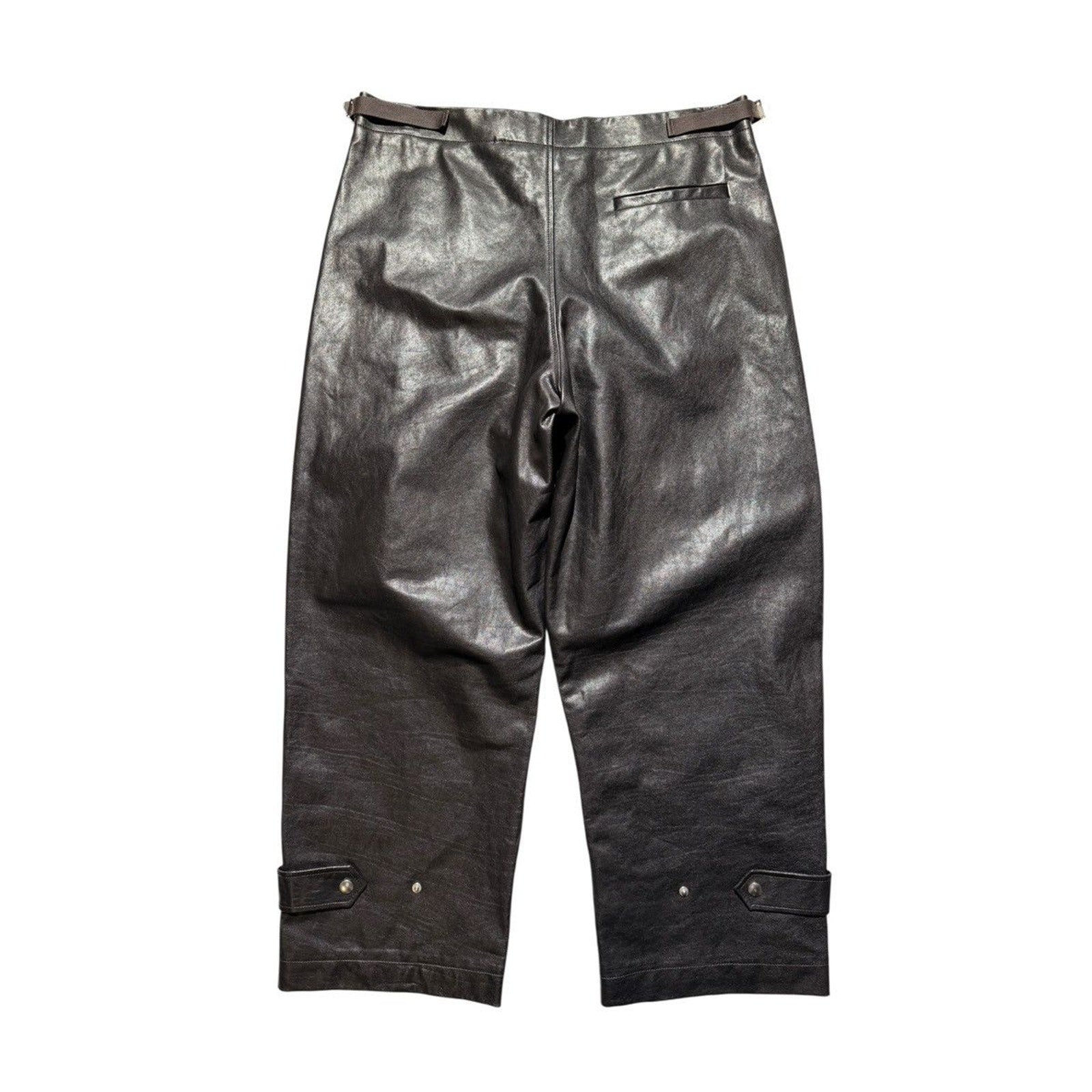 Pleated Leather baggy adjustable pant
