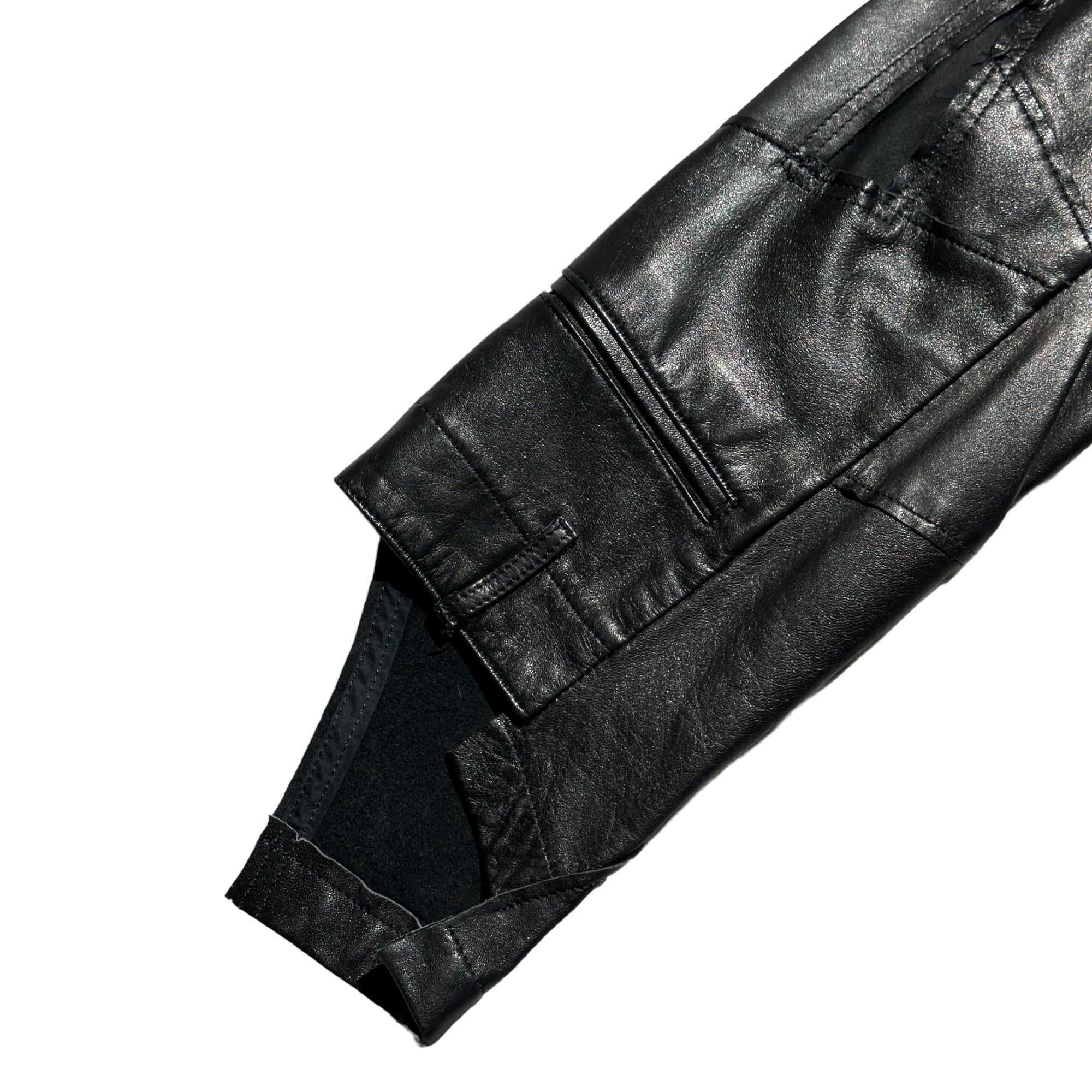 Leather patchwork deconstructed pant
