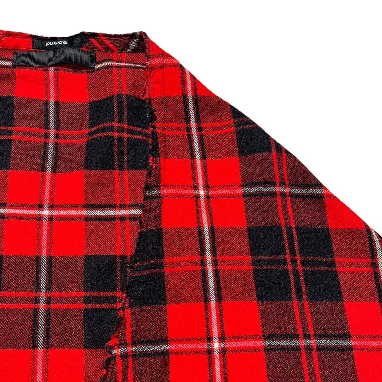 Boxy poncho frayed flannel