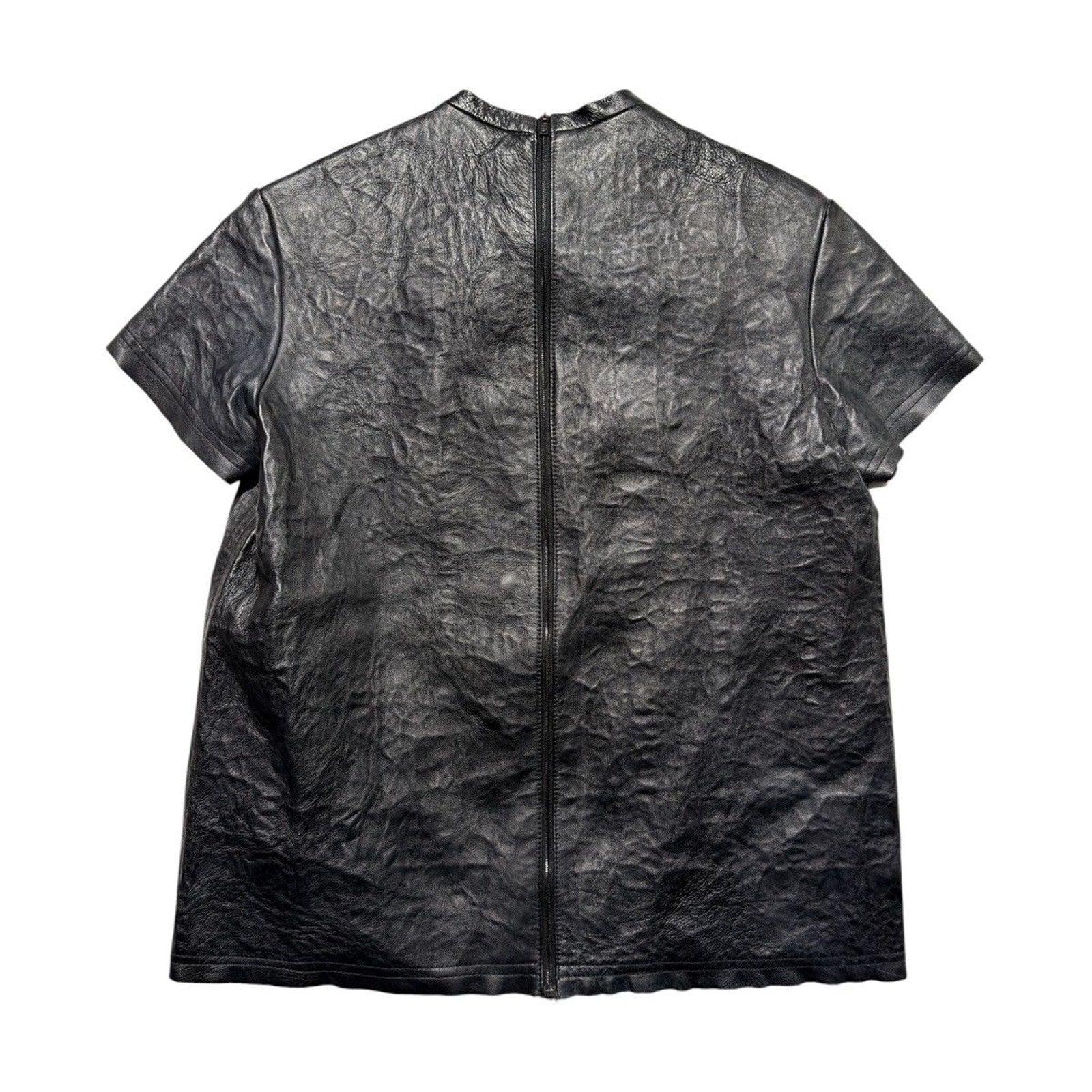 Liza Keane wrinkled effect leather shirt