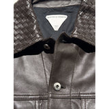Intrecciato collar leather jacket