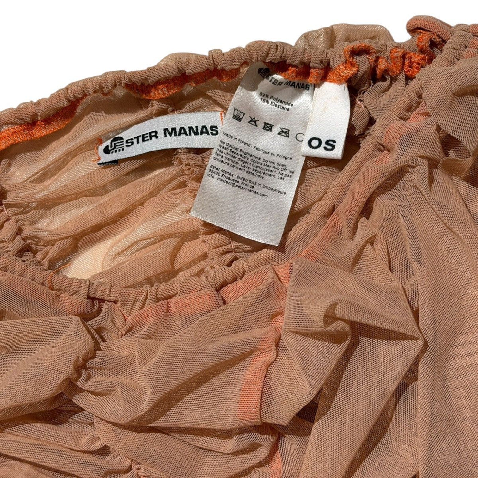 Mesh “peephole” crop top + ruffled skirt (set)