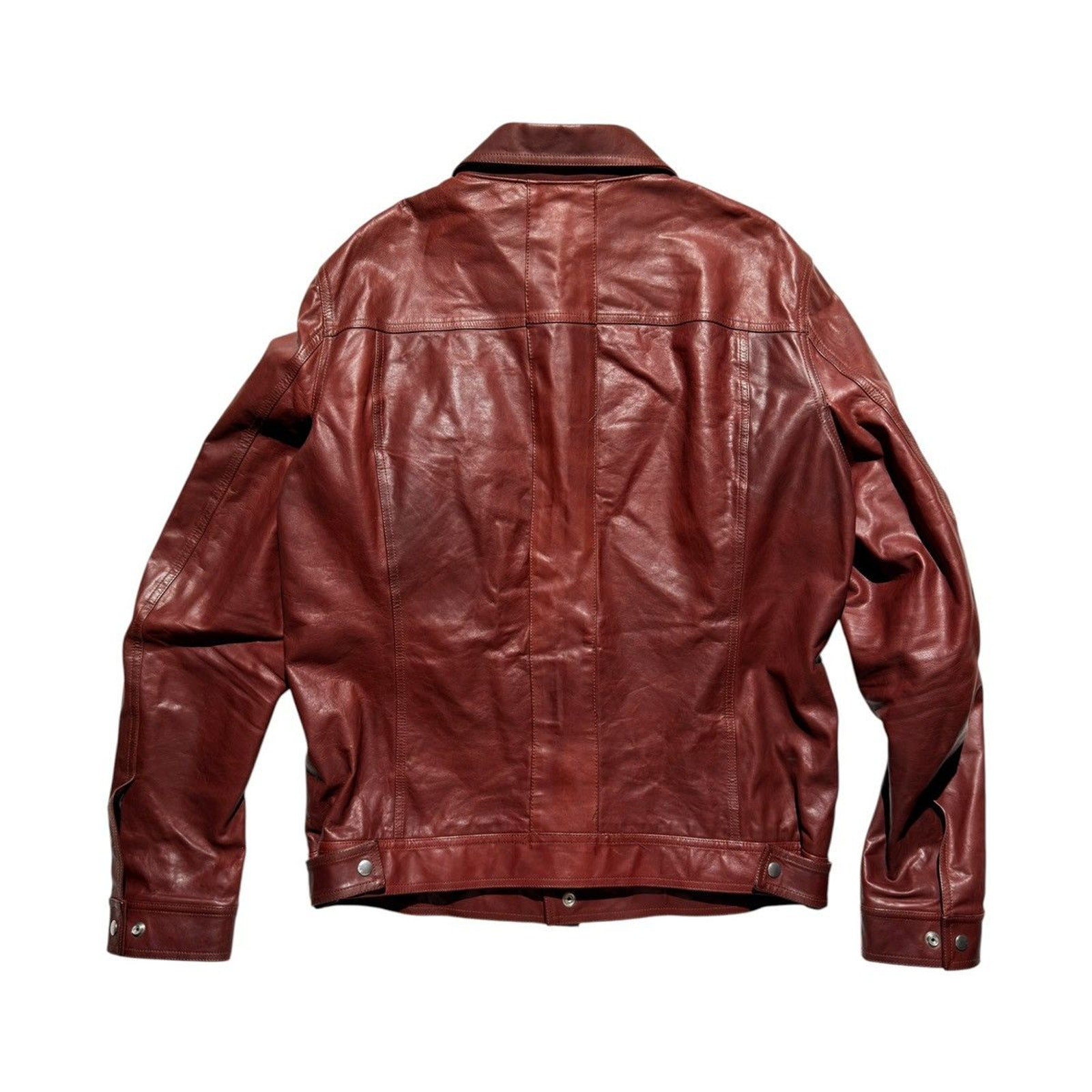 Macassar snap button Leather Jacket