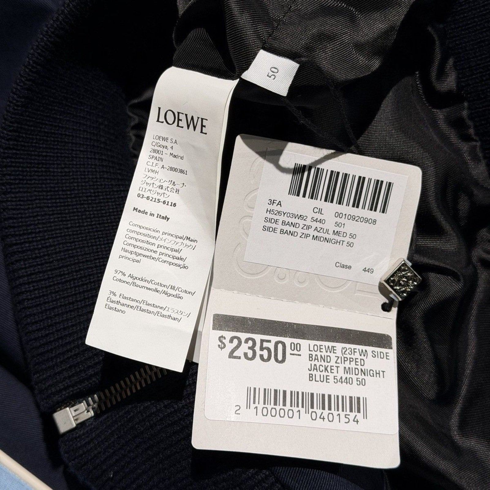 $2,350 Leather trimmed twill jacket