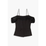 Cold shoulder tulle trimmed top