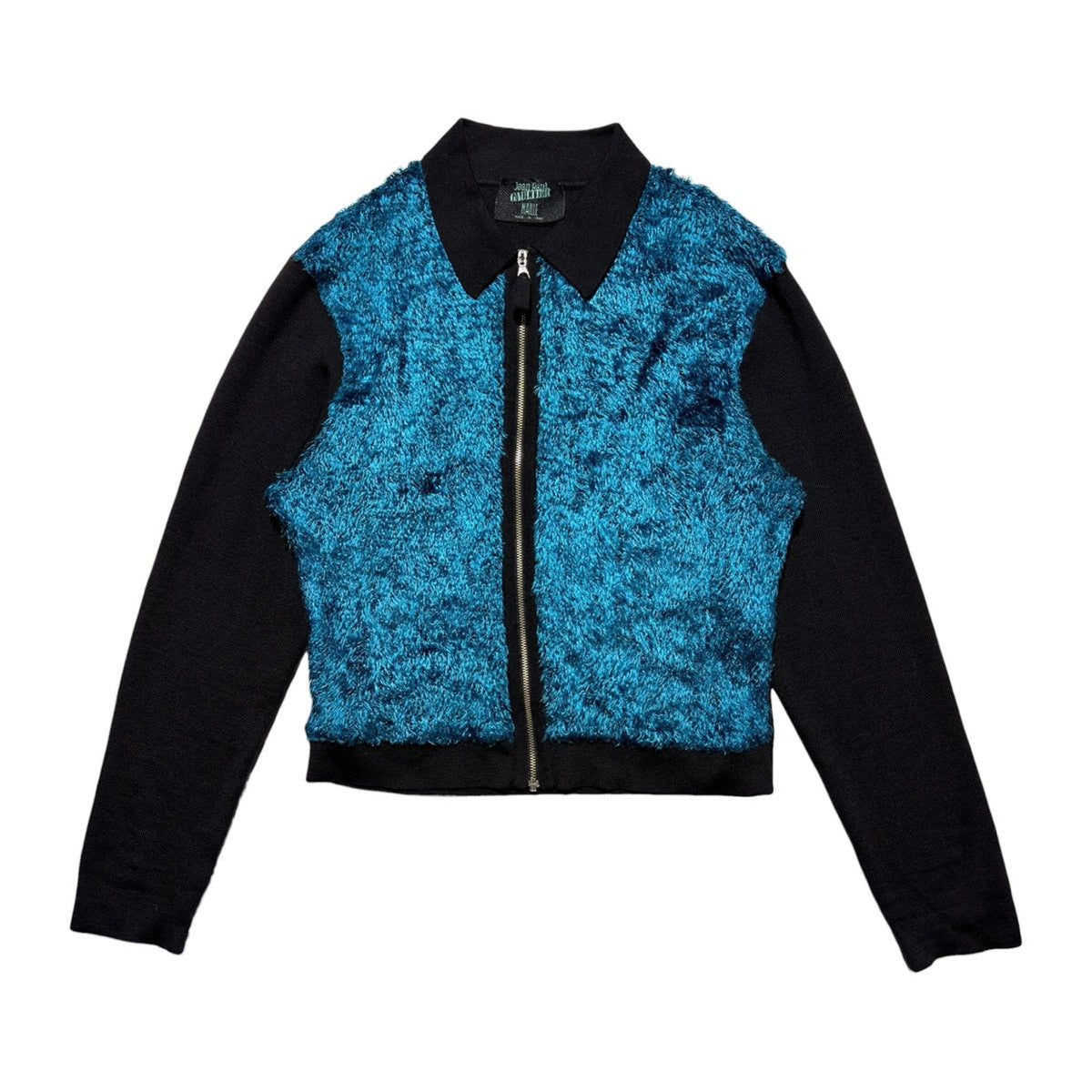 1994 runway wool fur panel cardigan