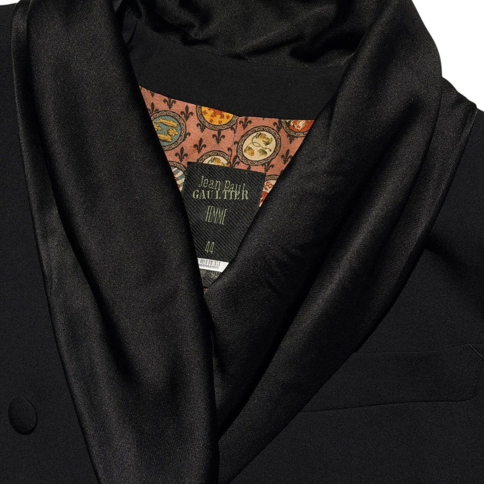 1990s silk scarf neck blazer