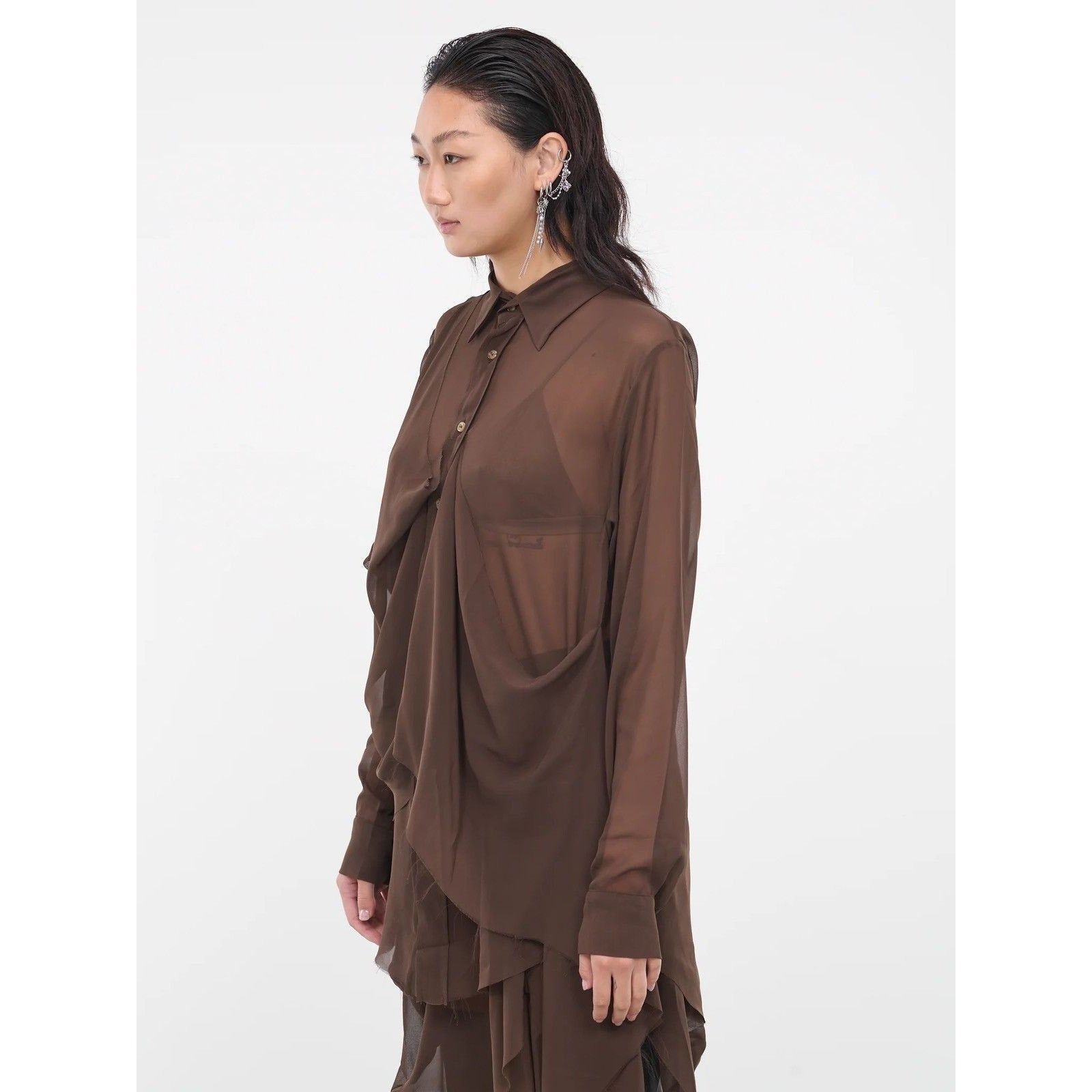 draped sheer shirt