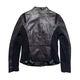 Paneled stretch leather jacket