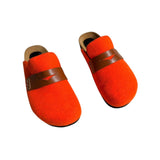 Felt wool slip on mules