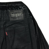 Pleated paneled denim pant