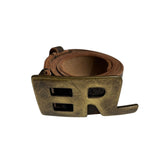 Crackled leather logo belt