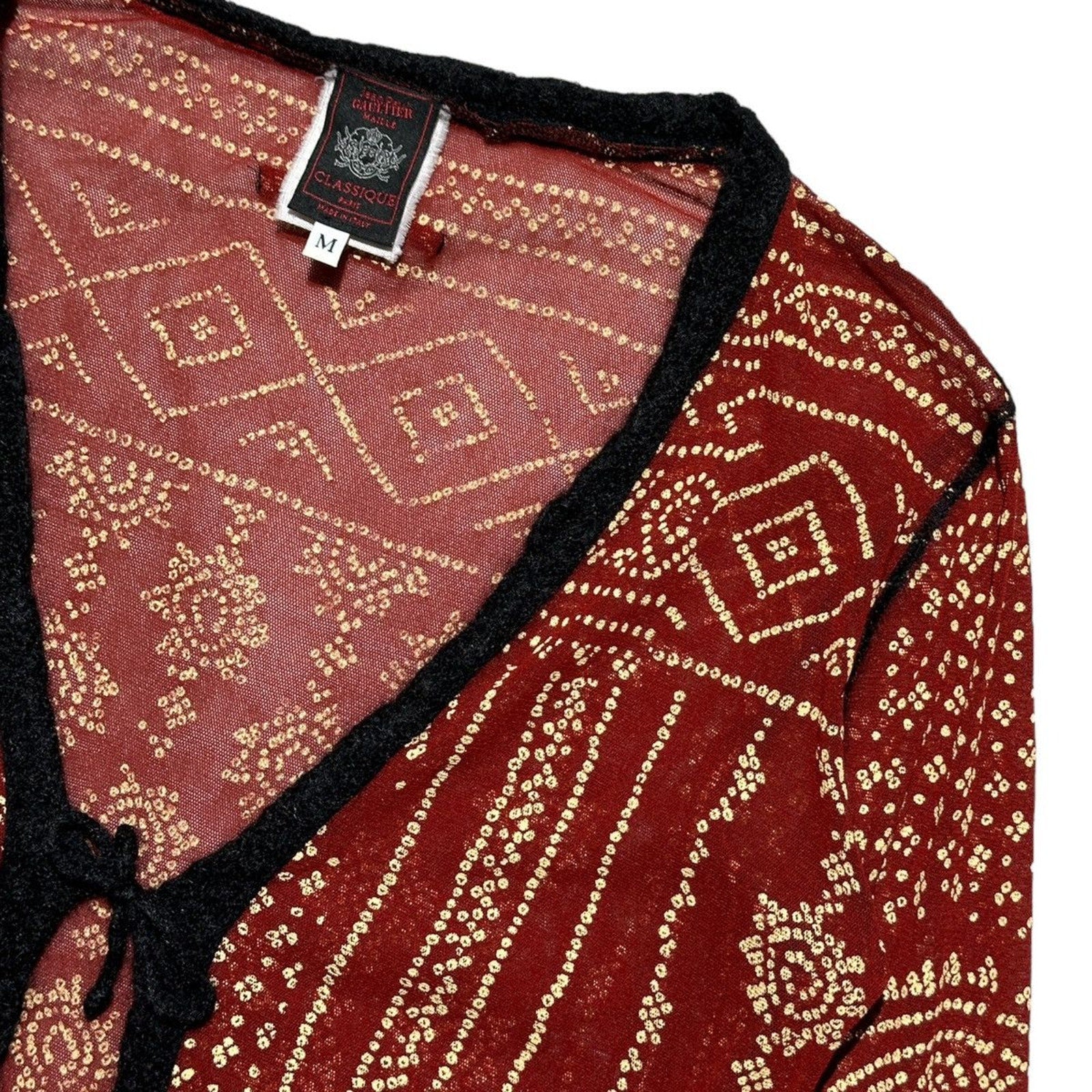 Tribal mesh tie cardigan