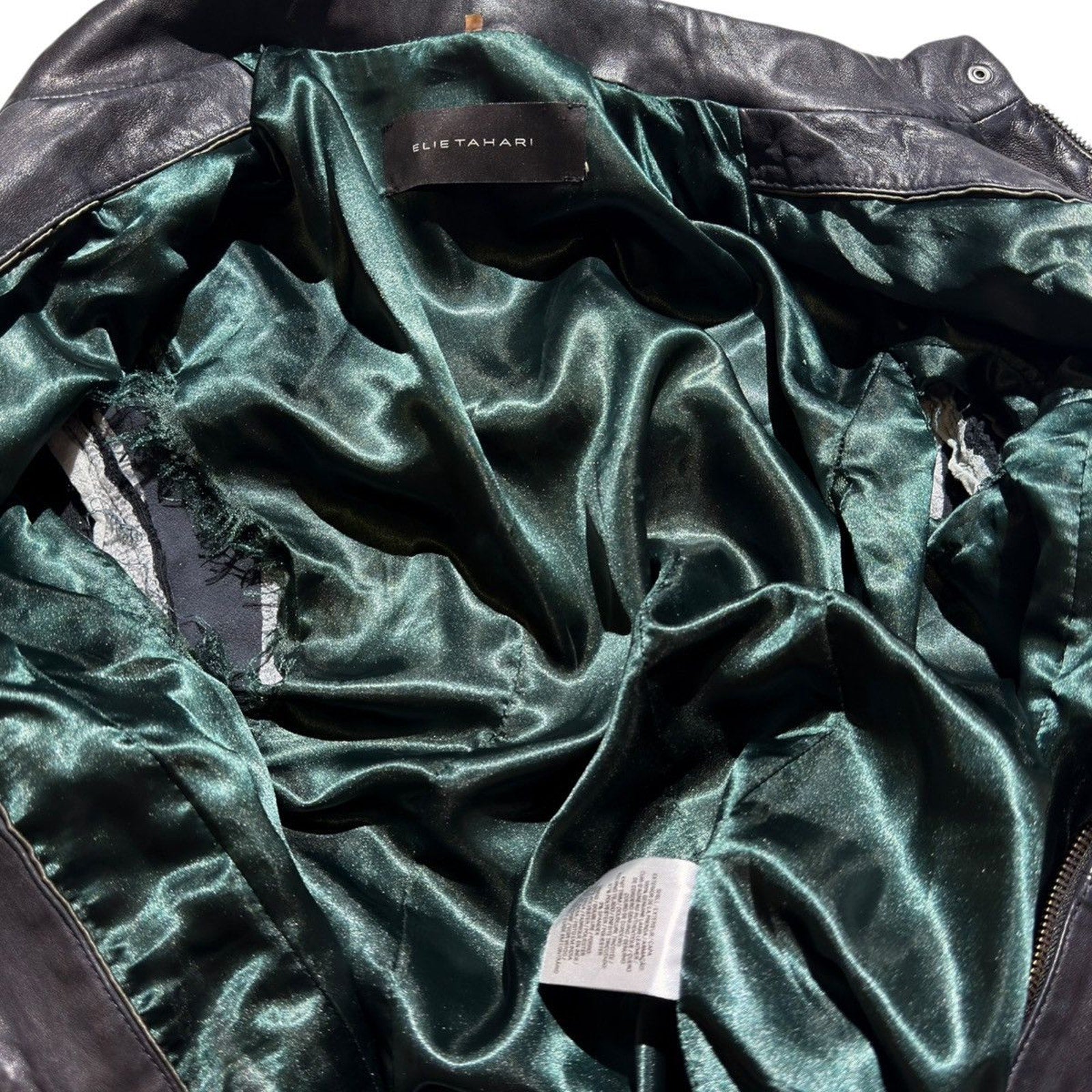 Paneled stretch leather jacket