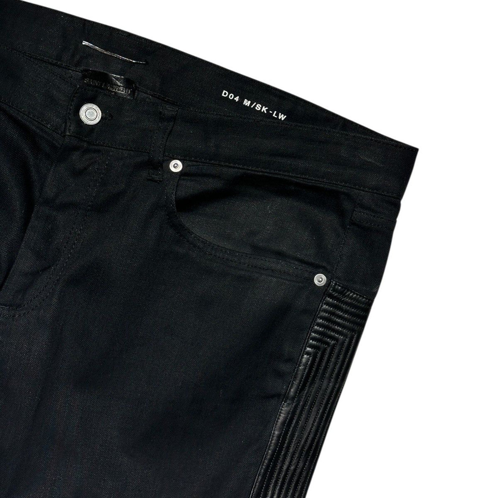 D04 motocycke biker leather zipped denim