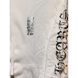 White silver foil logo hoodie