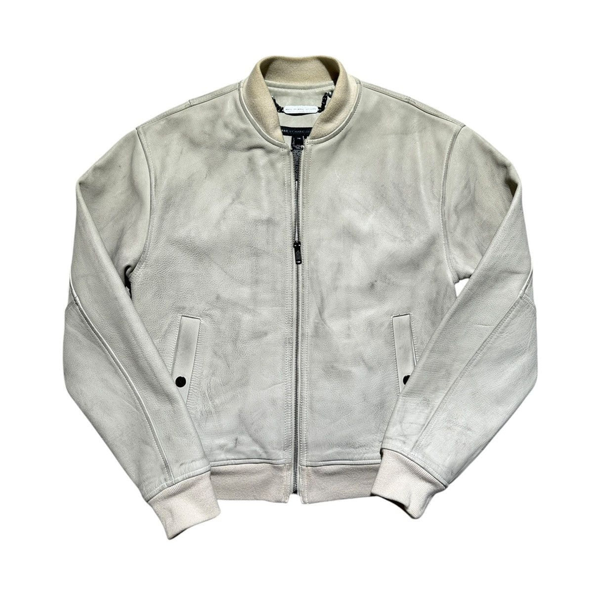 Lambskin leather distressed effect bomber