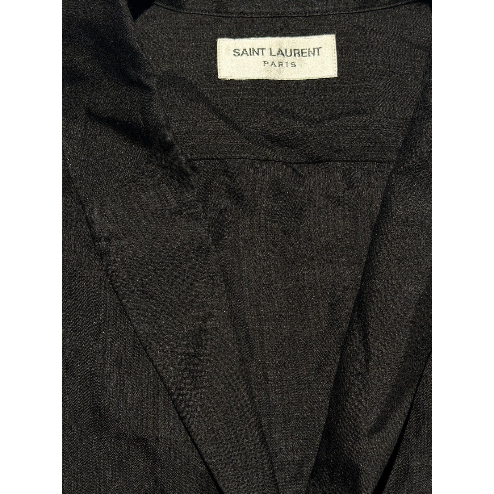 Shawl collar striped silk blend shirt