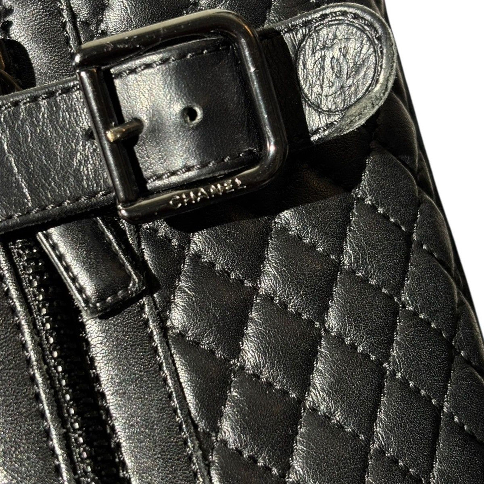 Quilted leather biker boots
