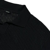 Mesh woven long sleeve polo