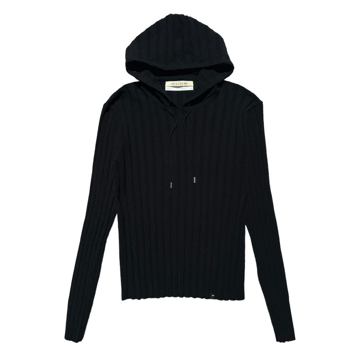 Ribbed knit stretch pleated hoodie