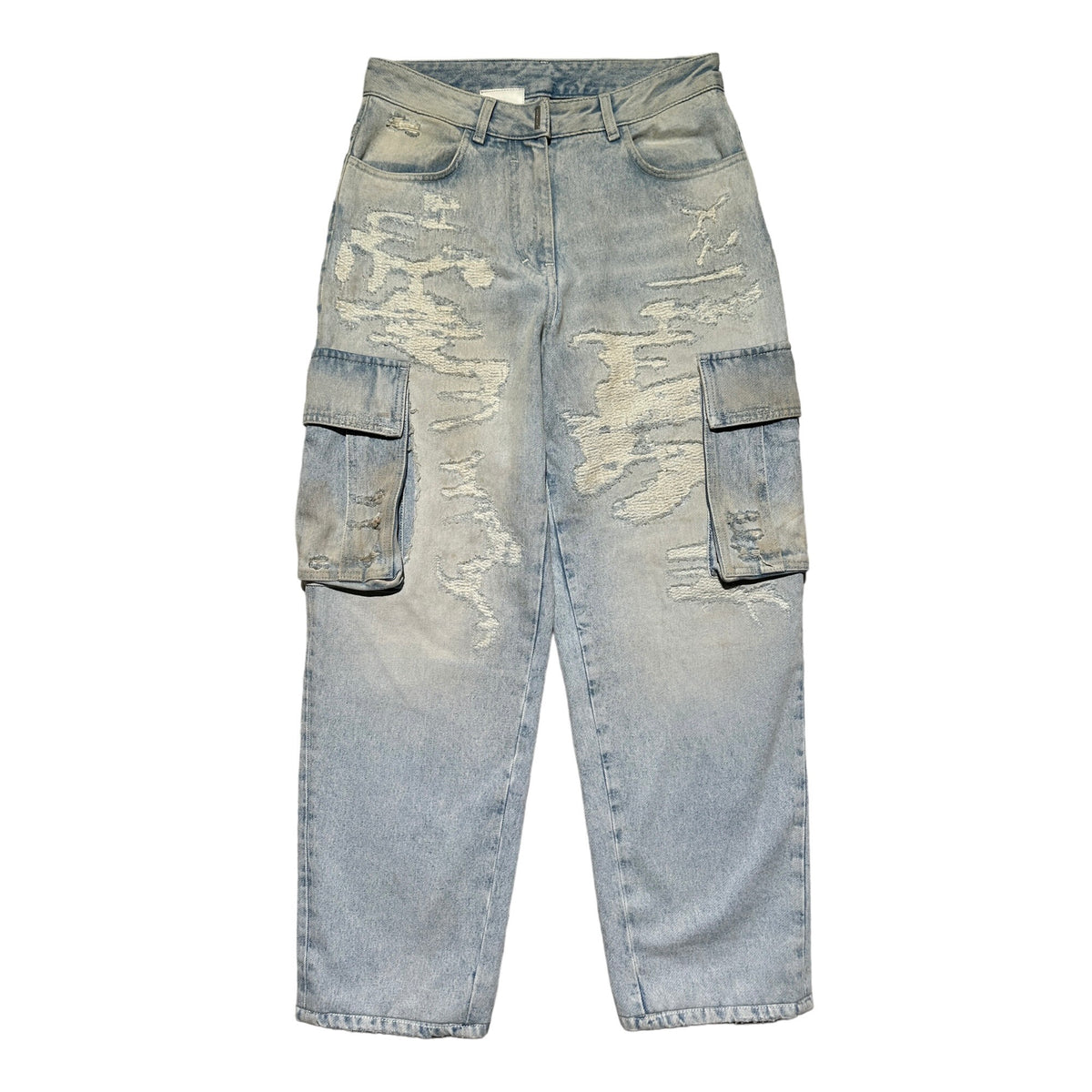 Distressed cargo denim