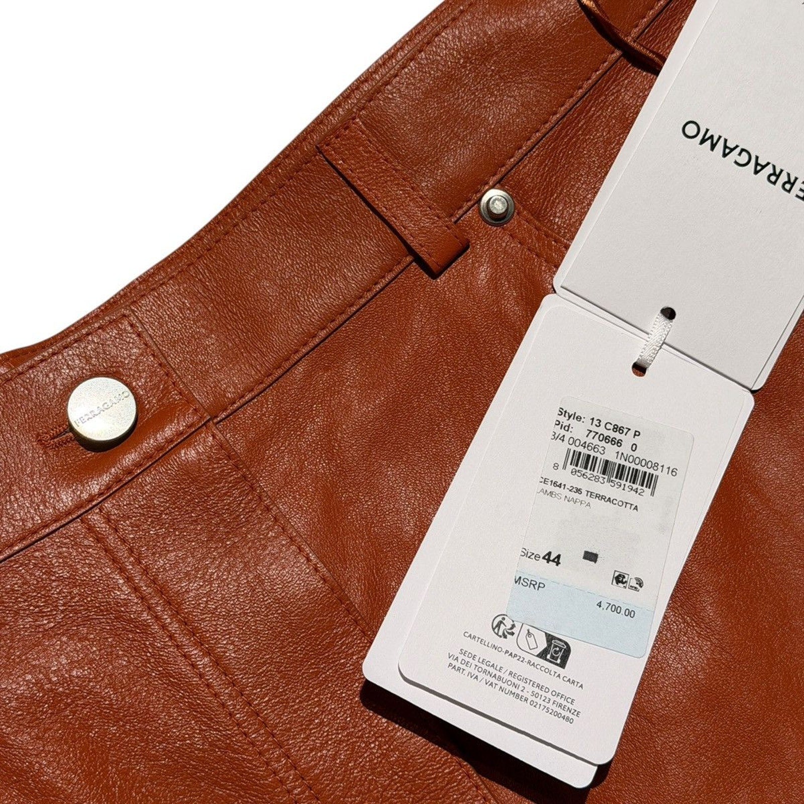 Nappa leather terracotta pant