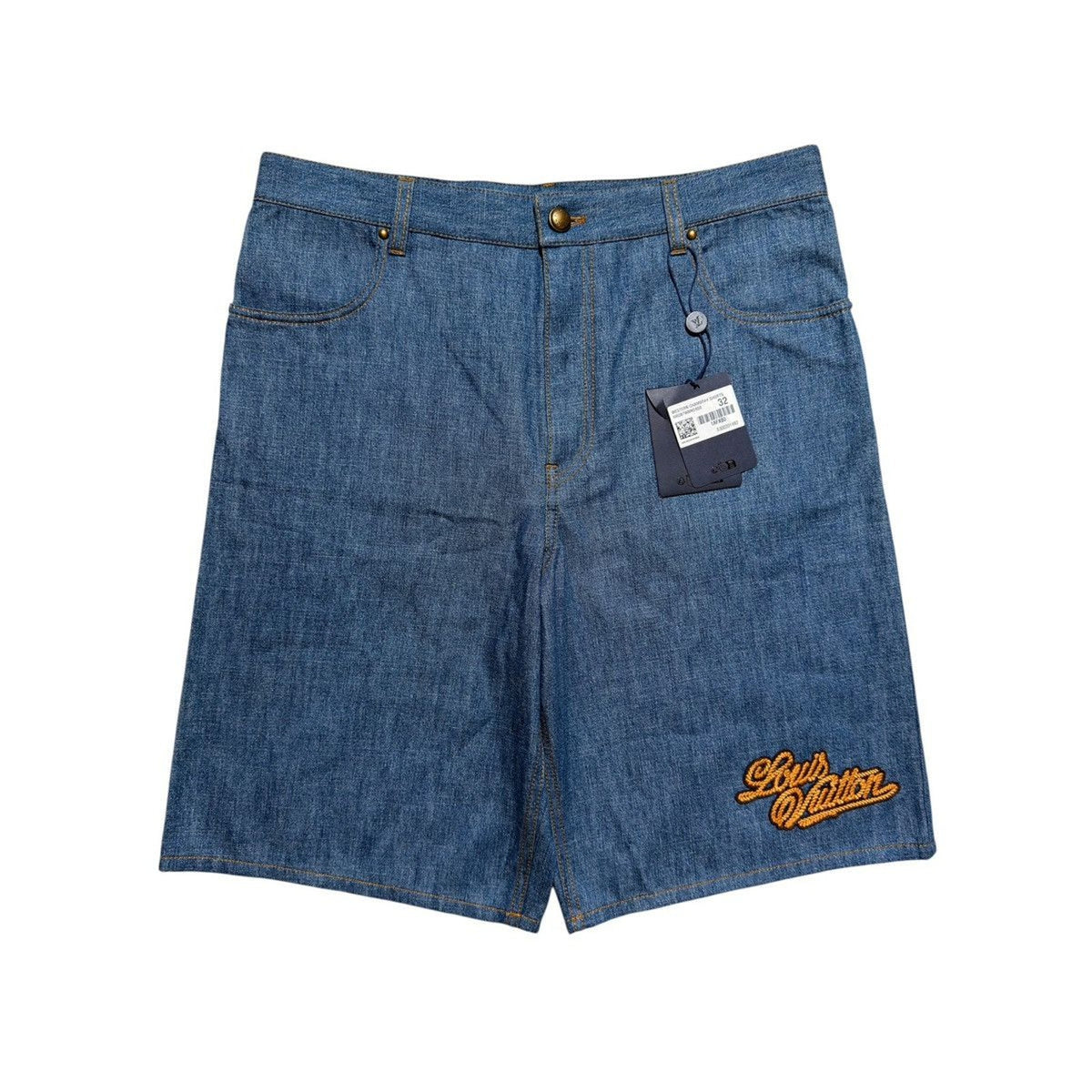 Western embroidered cotton chambray shorts