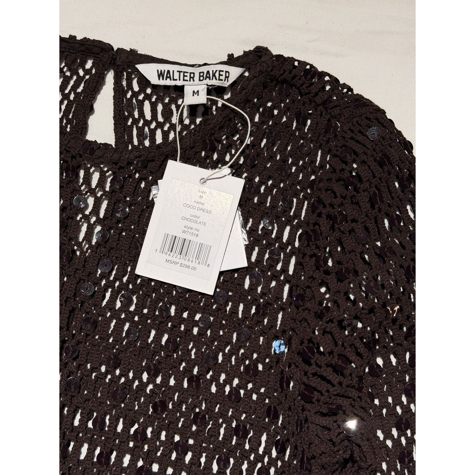 Walter baker Crochet knit sequin maxi dress