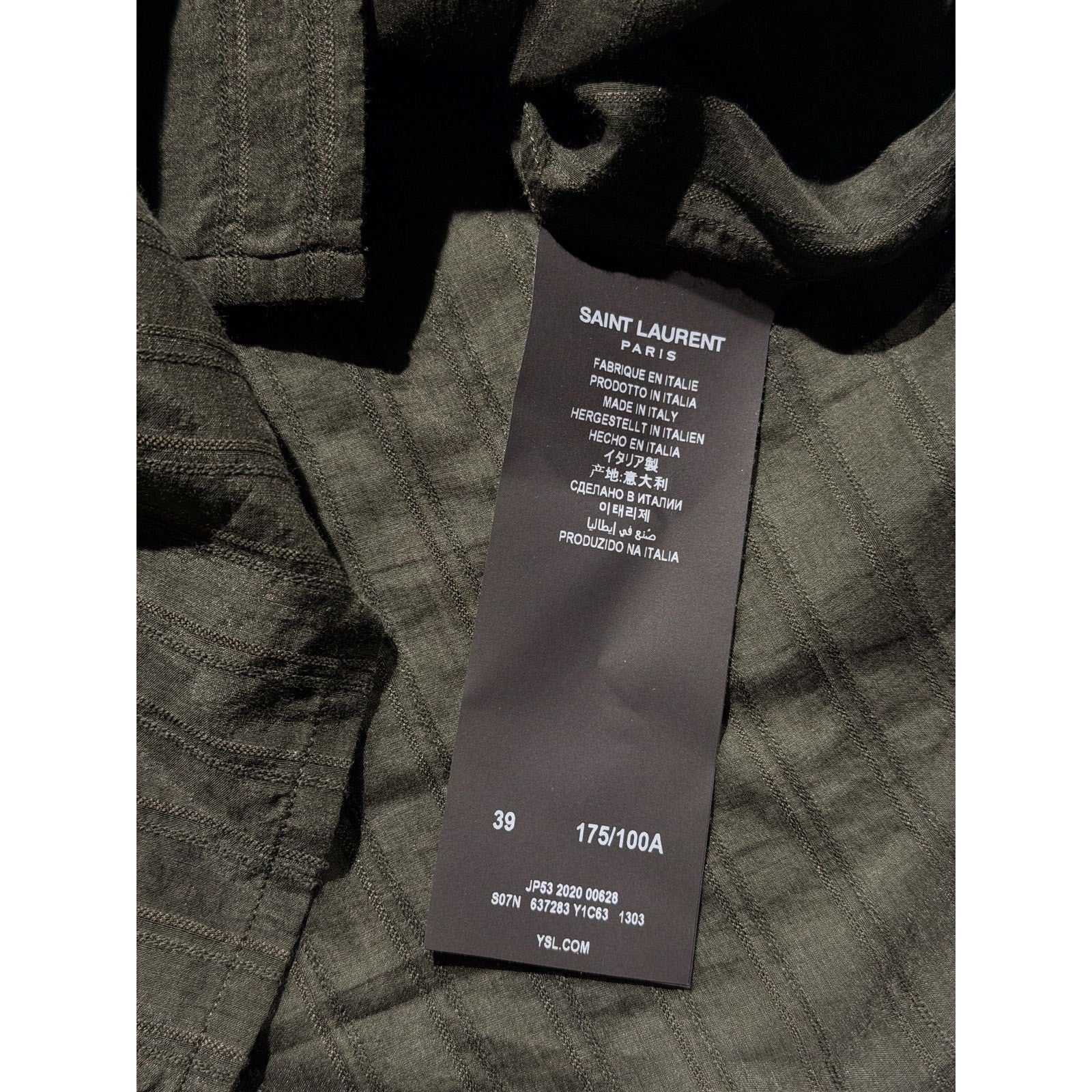 Shawl collar striped silk blend shirt