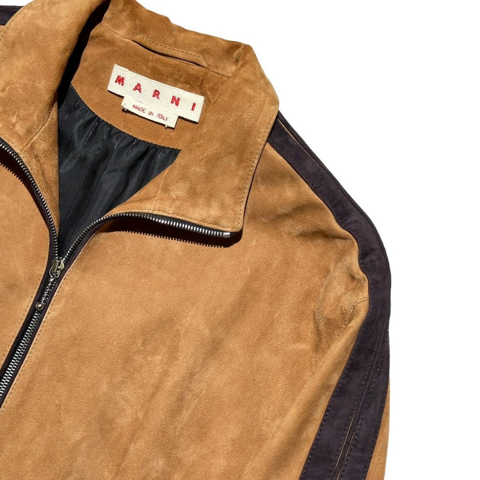 Leather sueded track jacket