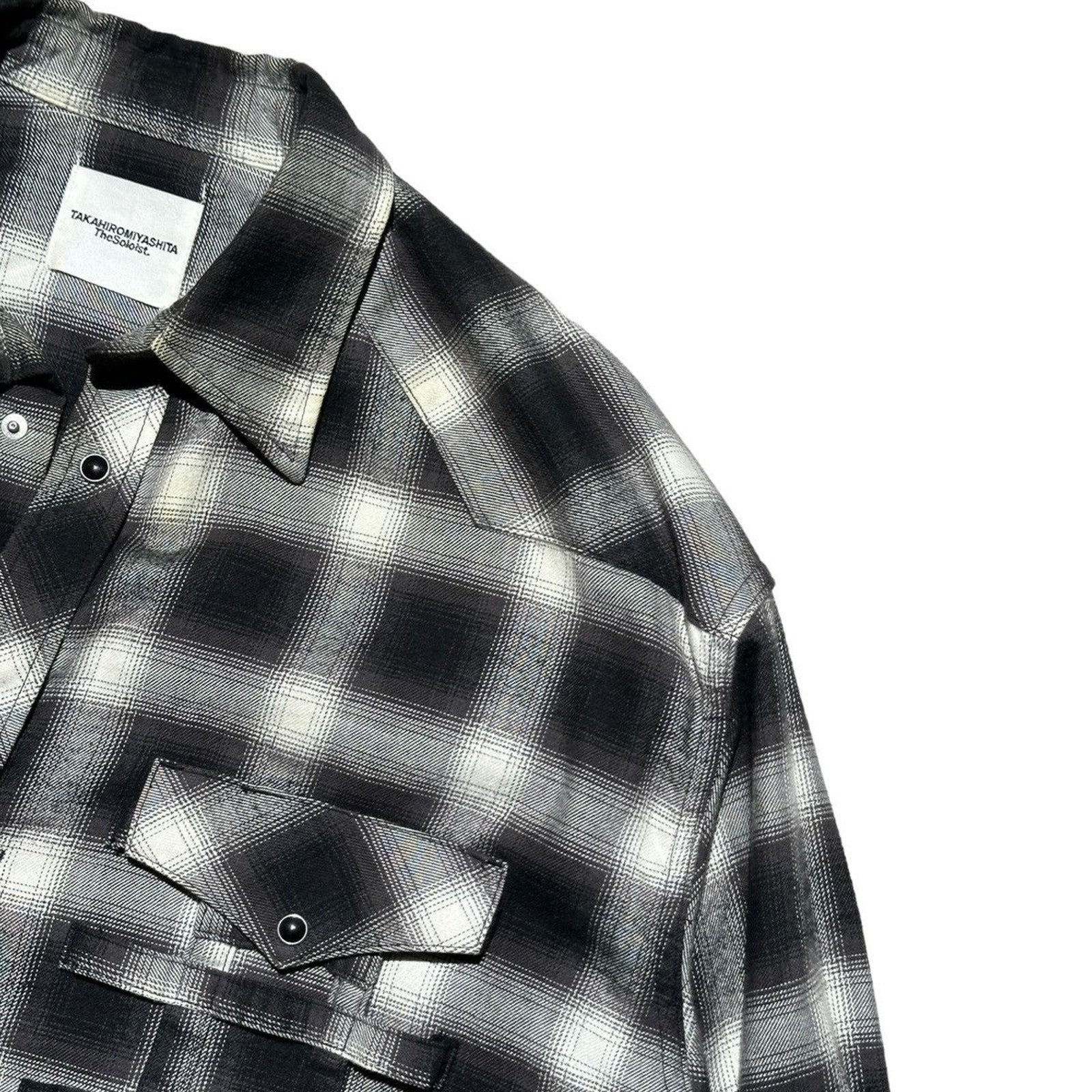 Oversized full zip Checkered paneled flannel