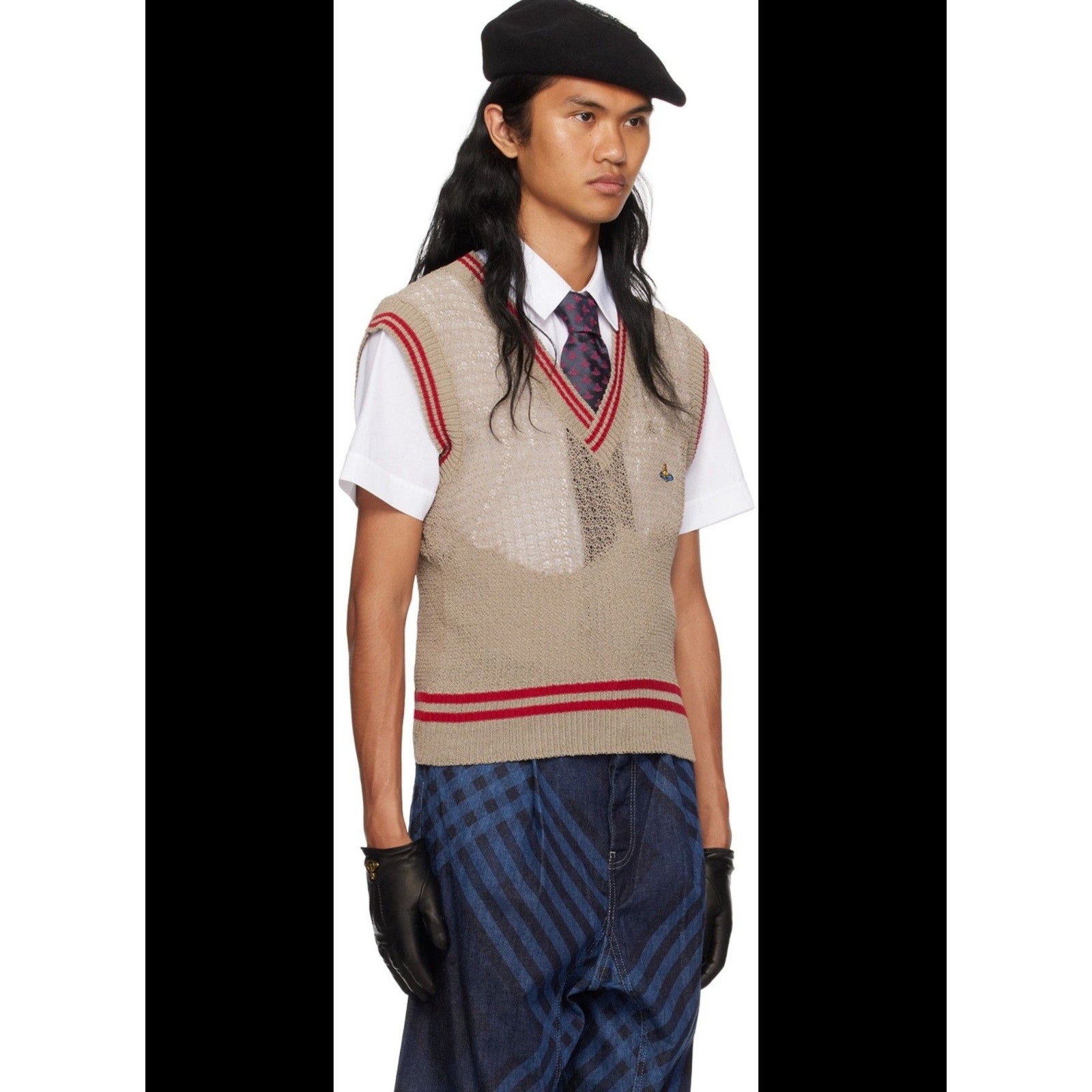 Unisex distressed knit sweater vest