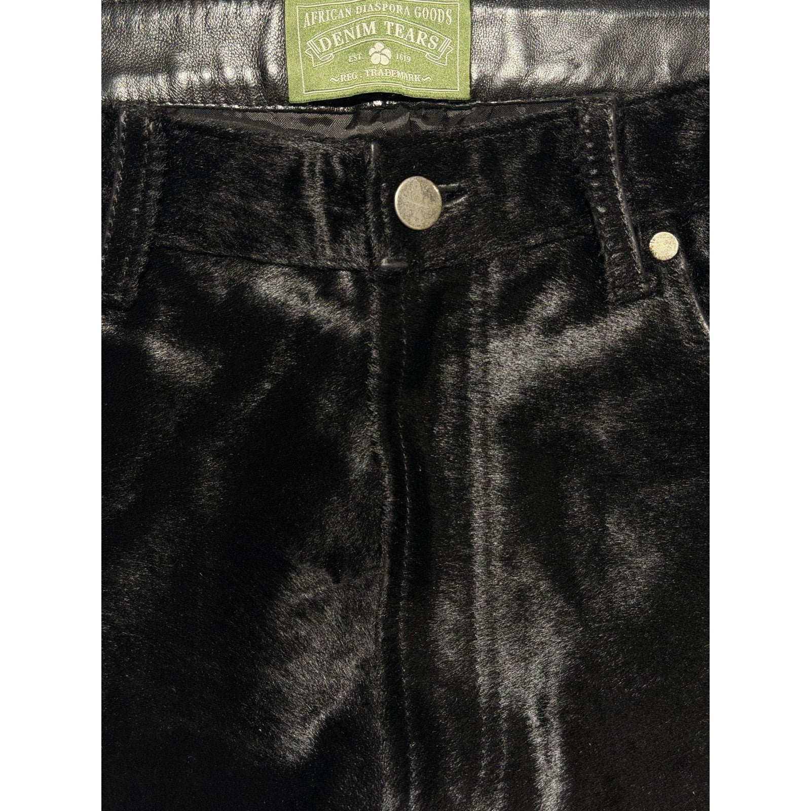 Ponyhair calf leather pants