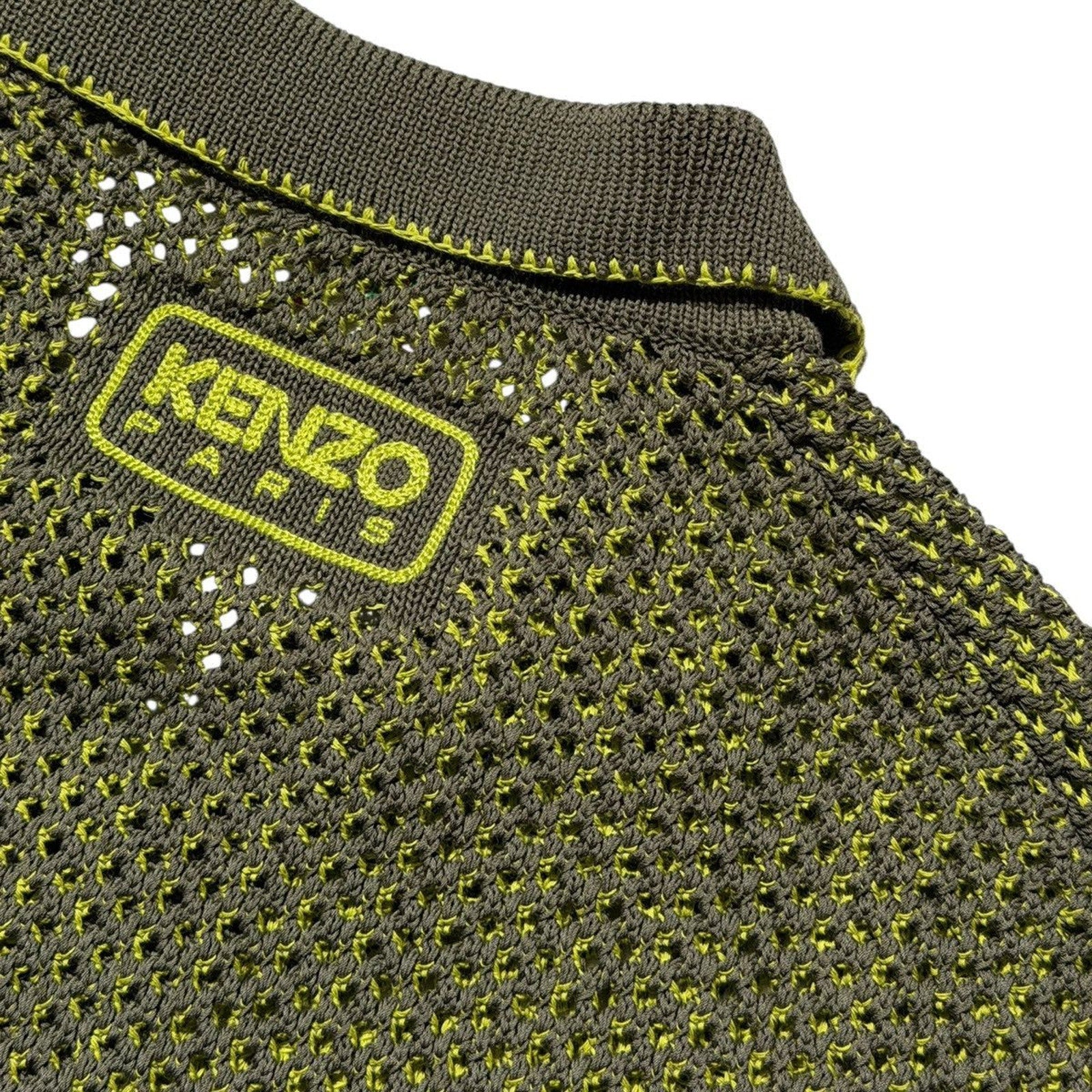 Open knit mesh polo shirt