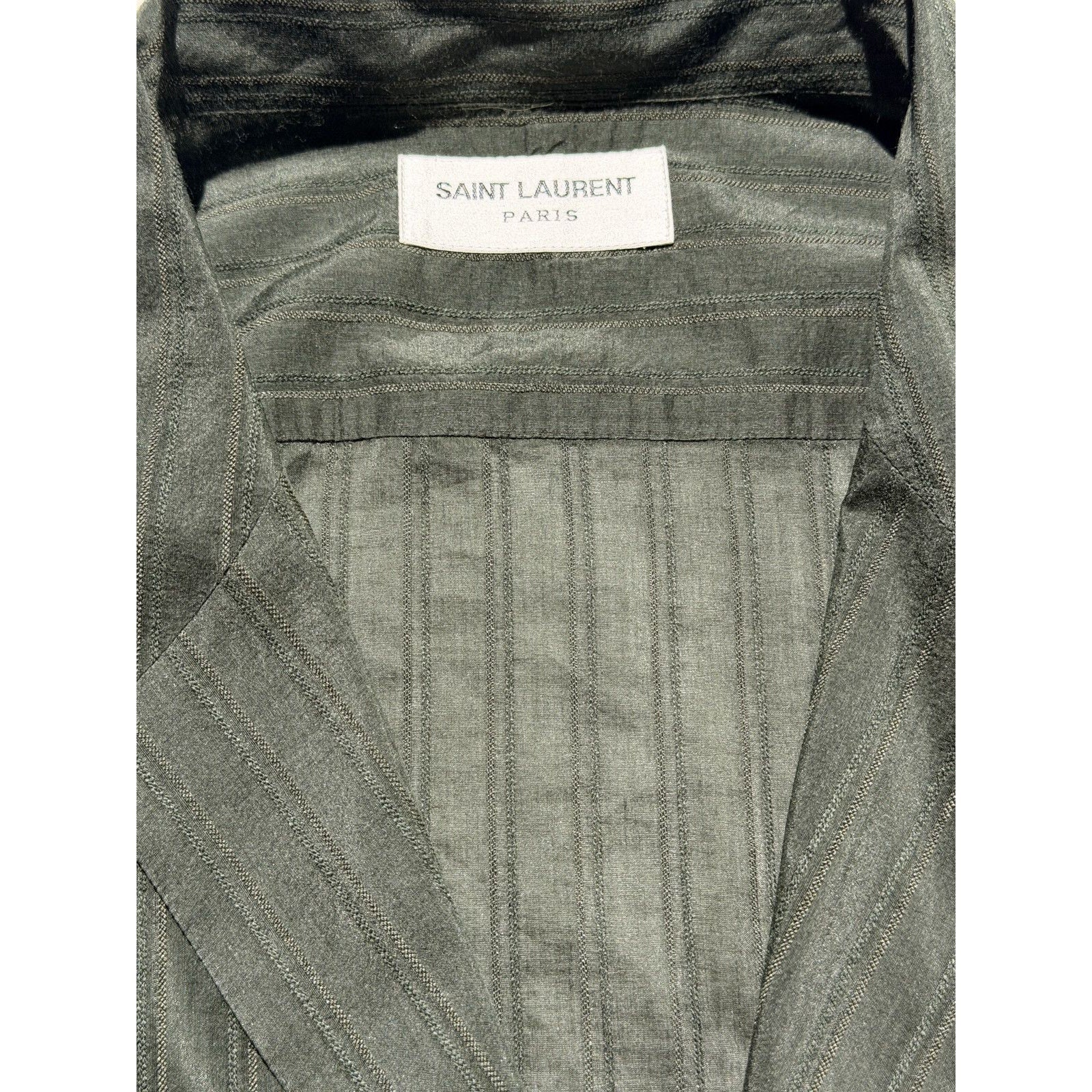 Shawl collar striped silk blend shirt