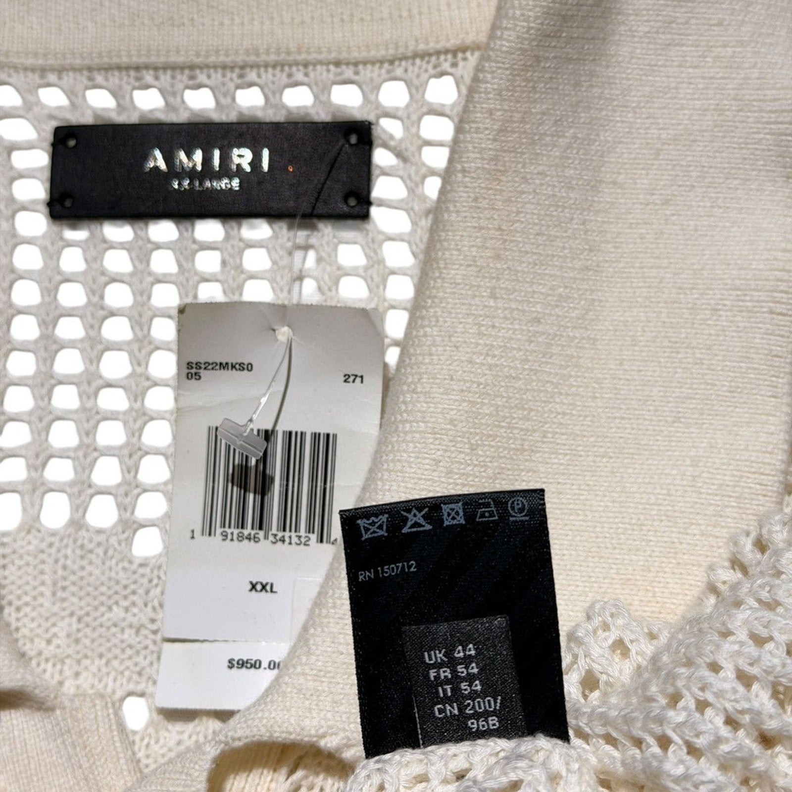 Cashmere crochet mesh button down