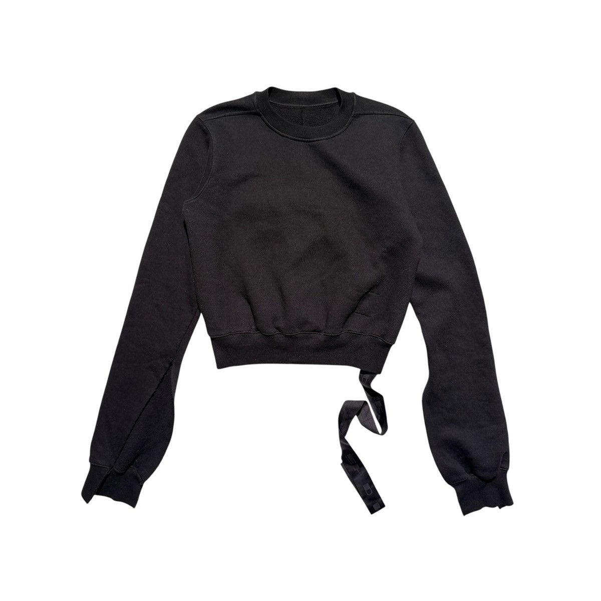 Cropped slit sleeve crewneck