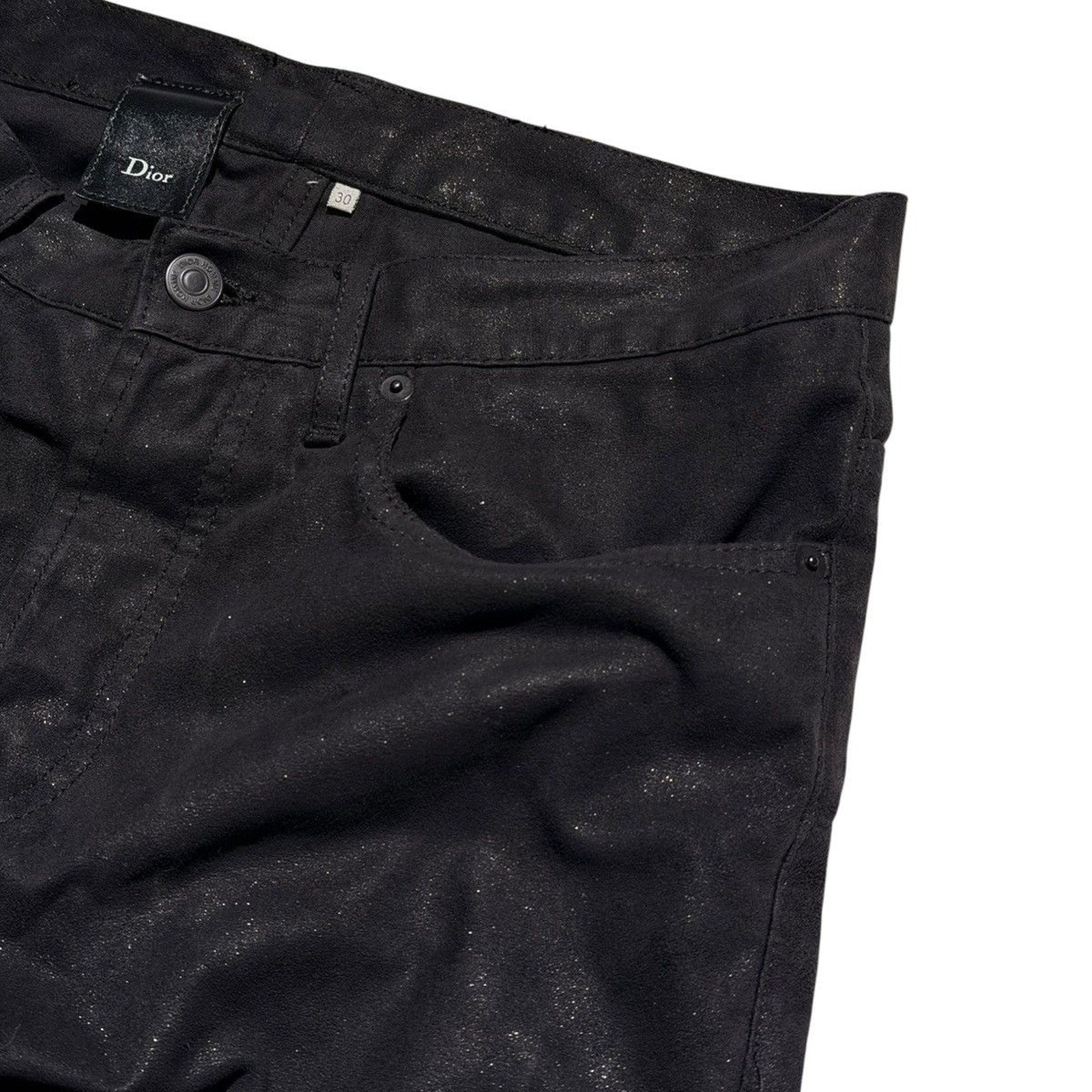 FW08 black glitter moleskin denim