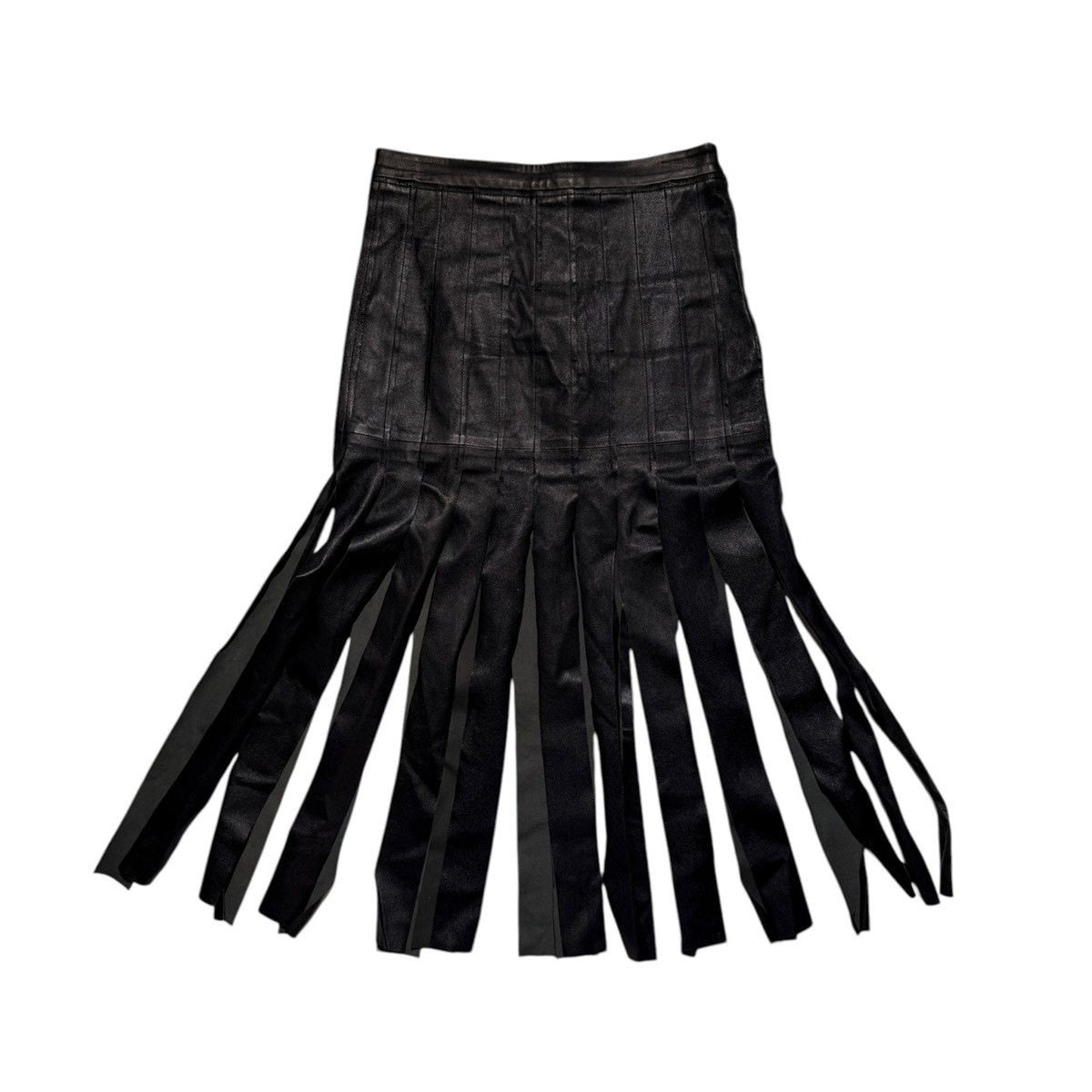 ELV denim x The Outnet fringe leather skirt