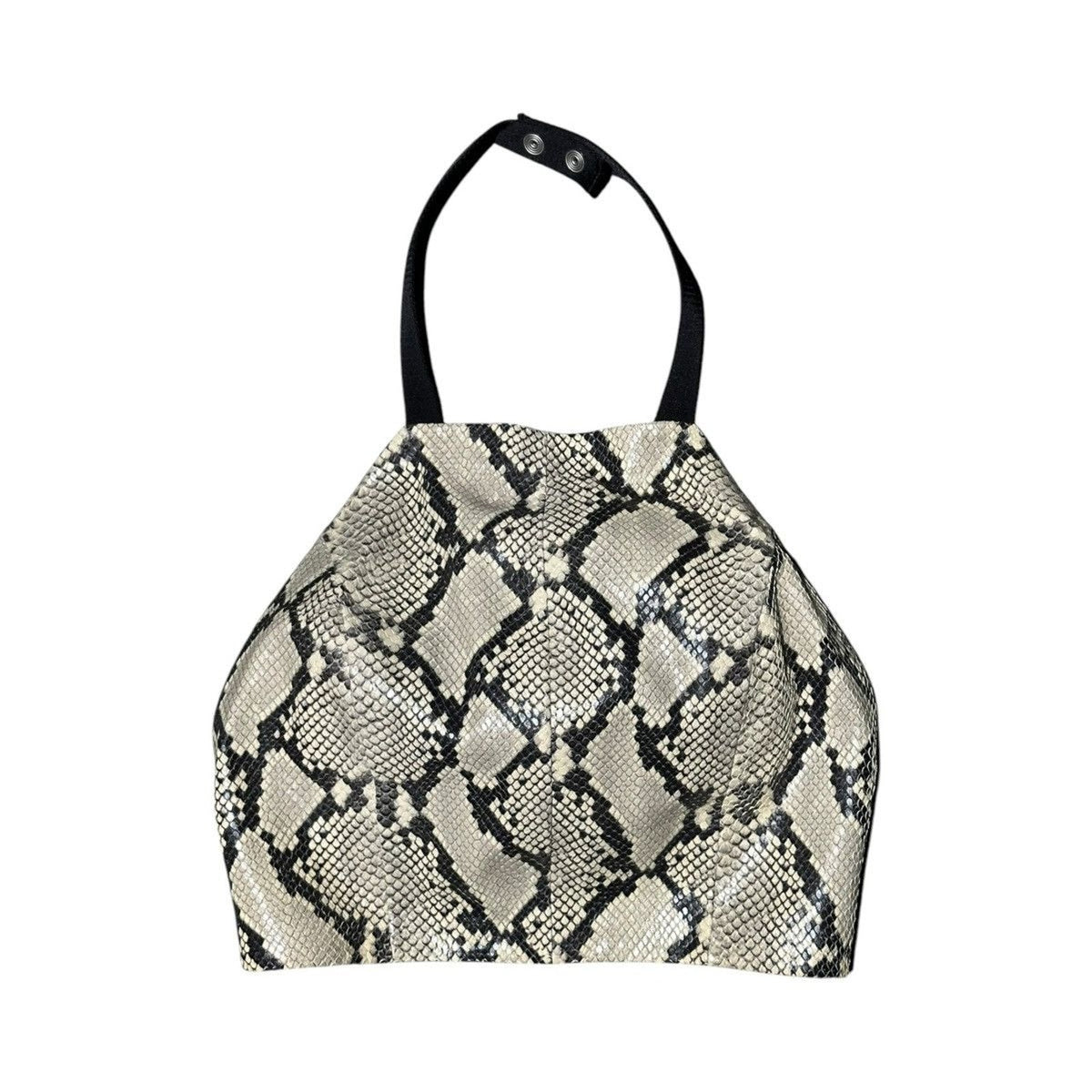 Gwen Python skin leather halter crop top