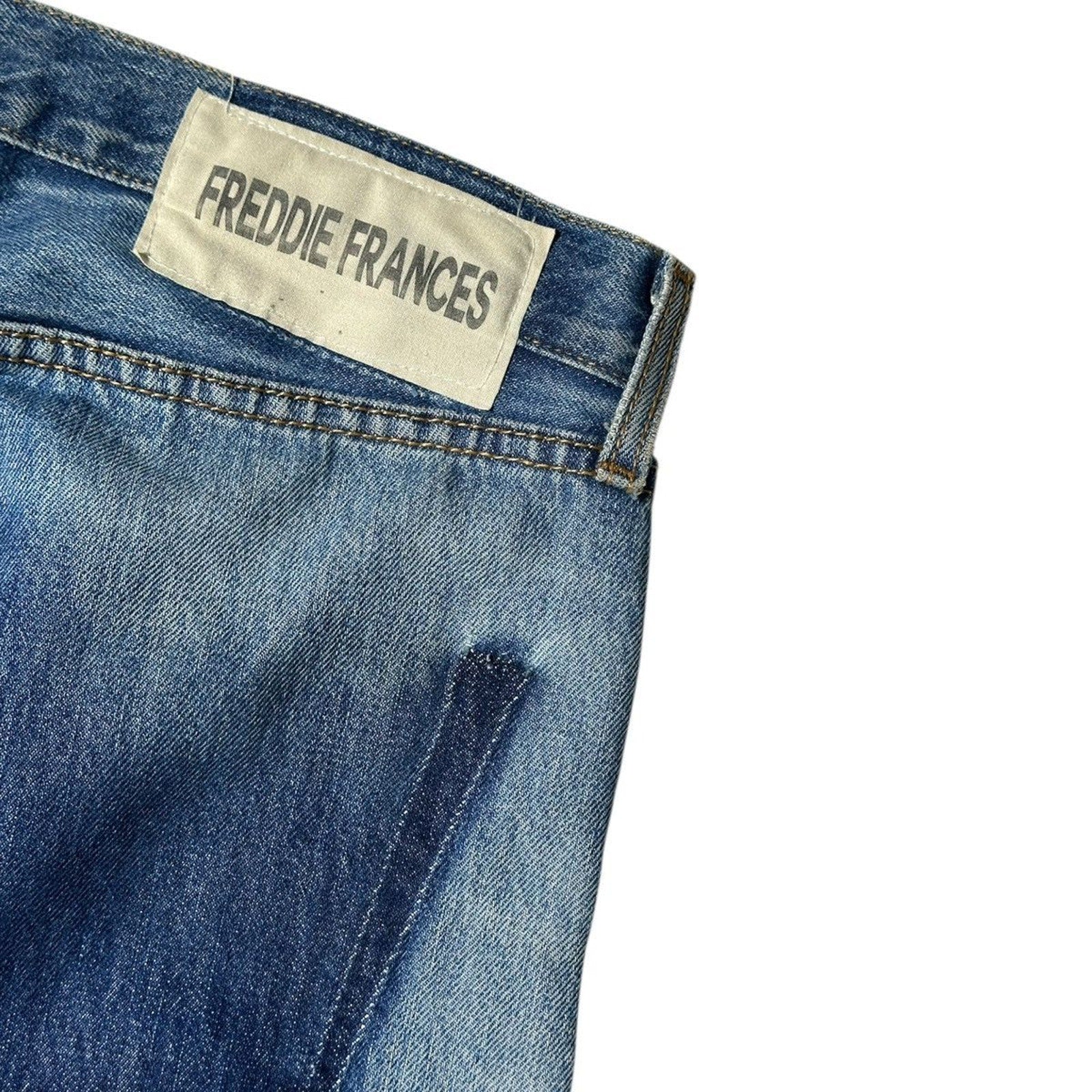 Freddie frances reconstructed flared distressed denim