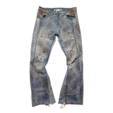 Painted repented flared jeans