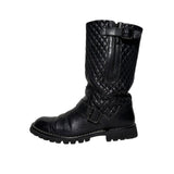 Quilted leather biker boots