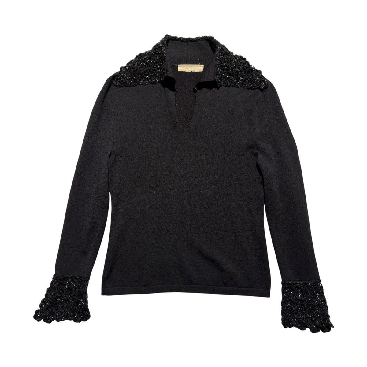 Archive beaded accent keyhole sweater