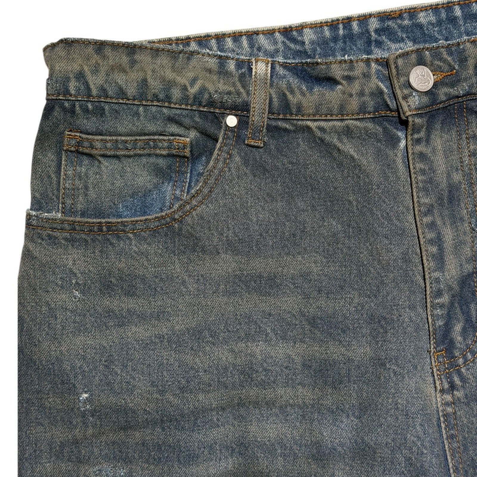 Mud waah baggy distressed denim