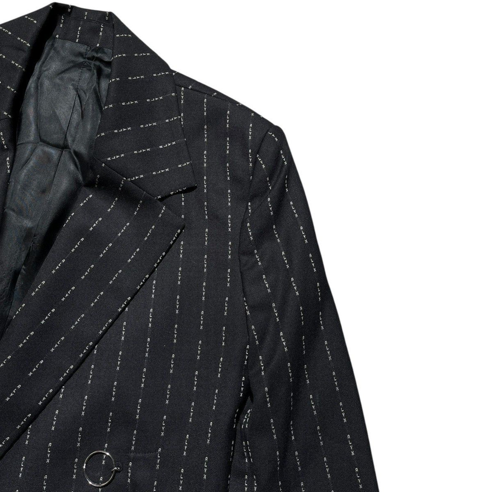 Pinstripe logo metal ring blazer